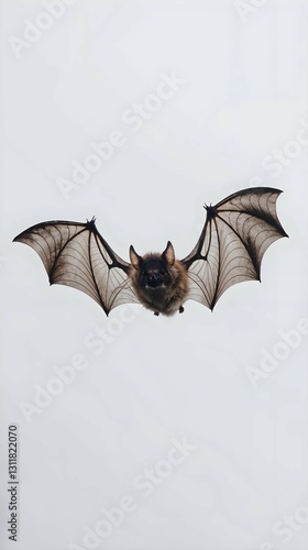 Close-up of a Bat Flying with Detailed Wing Structure