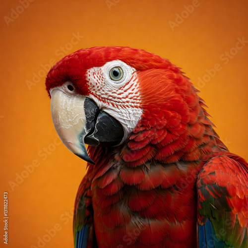 Vibrant Parrot Headshot on a Solid Color Background