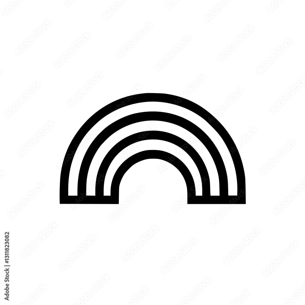 Stylized Rainbow with Thick Arches in Simple Outline Design Stylized Rainbow with Thick Arches in Simple Outline Design