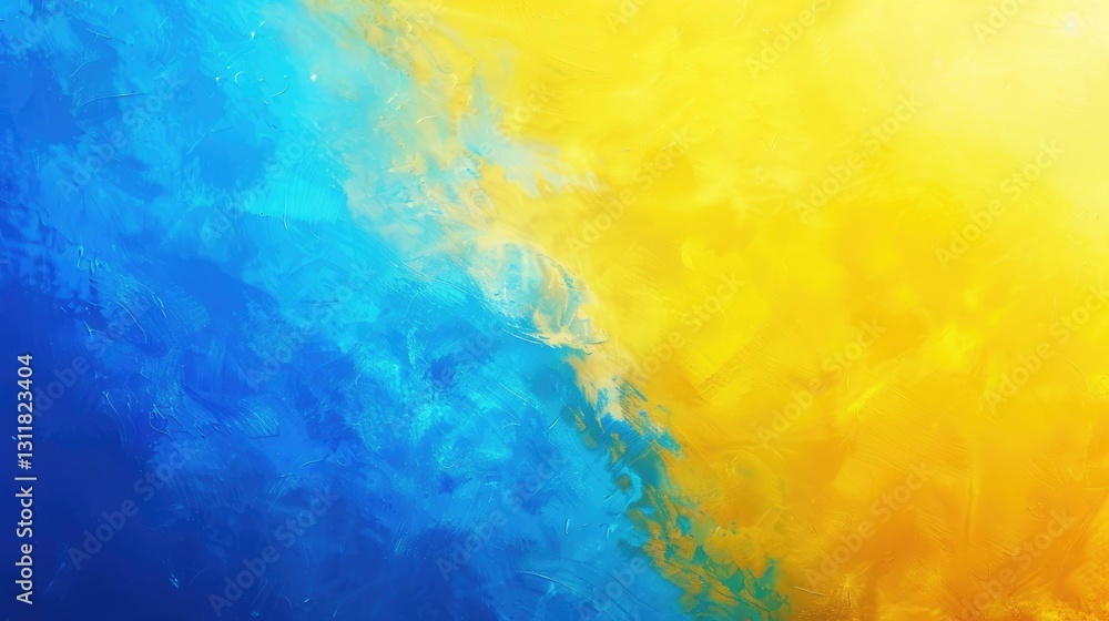 Obraz premium Vivid brushstrokes creating an abstract blue and yellow painted texture