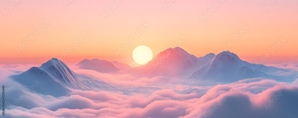 Fototapeta premium Sunrise over snow-covered peaks