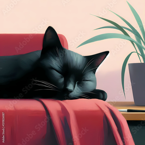 Peaceful Nap Time for a Sleepy Feline