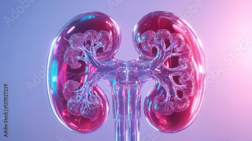 Fototapeta Naklejka Na Ścianę i Meble -  Innovative kidney model medical lab 3d design scientific environment close-up view anatomy concept