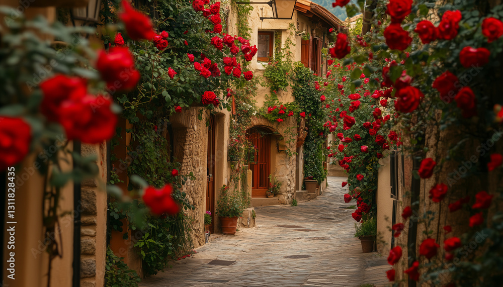 Naklejka premium Roses in a small town