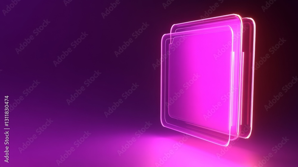 Vibrant Neon 3D Rendered Folder Icon in Purple Glow Background Vibrant Neon 3D Rendered Folder Icon in Purple Glow Background