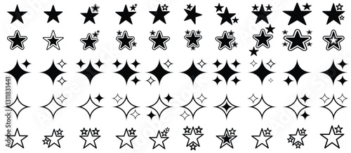 Set of Star icon,Sparkle stars collection,Vector illustration
