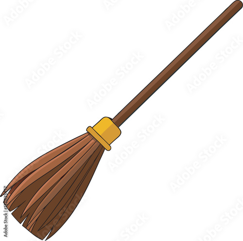 witch broom stick vector illustration 