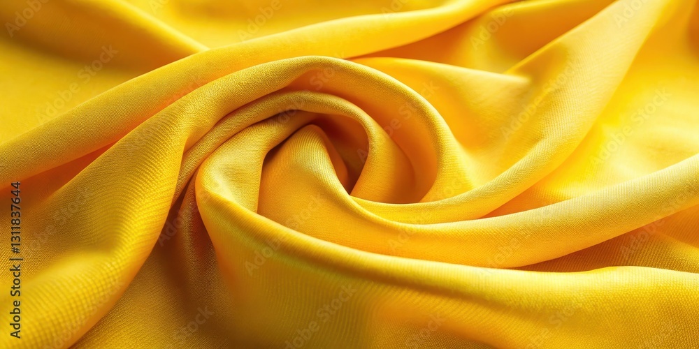 Obraz premium Golden Fabric Swirls A Textured Study of Luxurious, Smooth, and Draped Yellow Silk Material