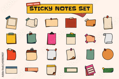 Hand Drawn Sticky Notes Set