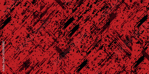 Abstract background of shabby concrete wall surface with bright red paint and weathered parts.vector illustration