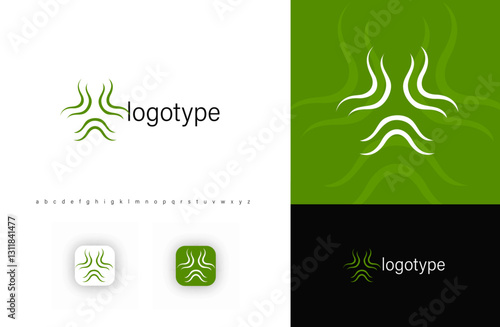 Abstract green wave logo symbolizing natural energy, harmony, and wellness. Ideal for eco-friendly brands, wellness centers, and holistic therapies. Modern vector logo