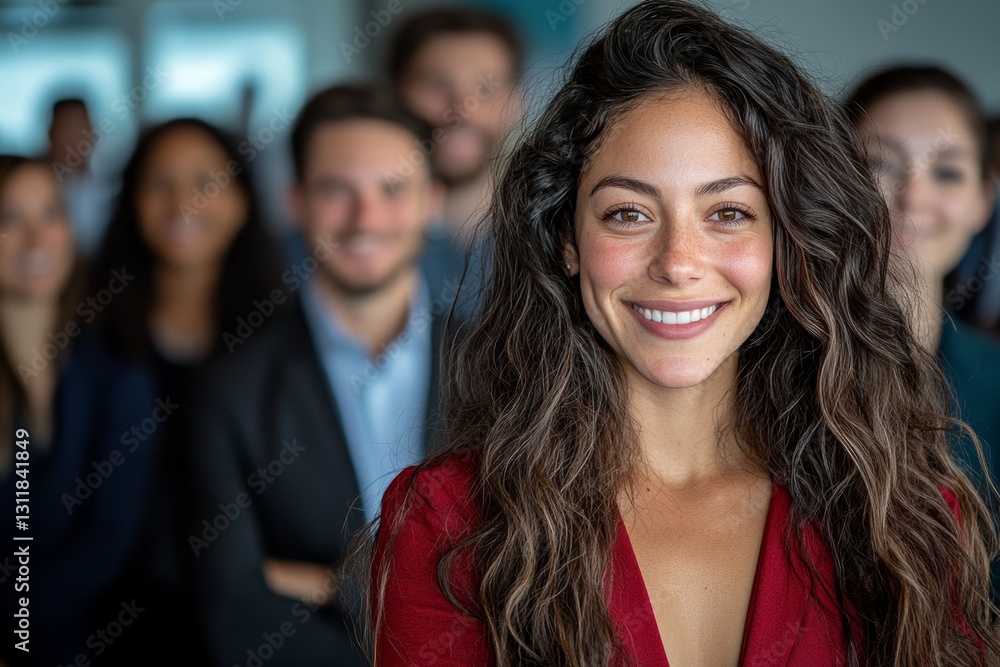Female leader with a team. Generative AI Female leader with a team. Generative AI