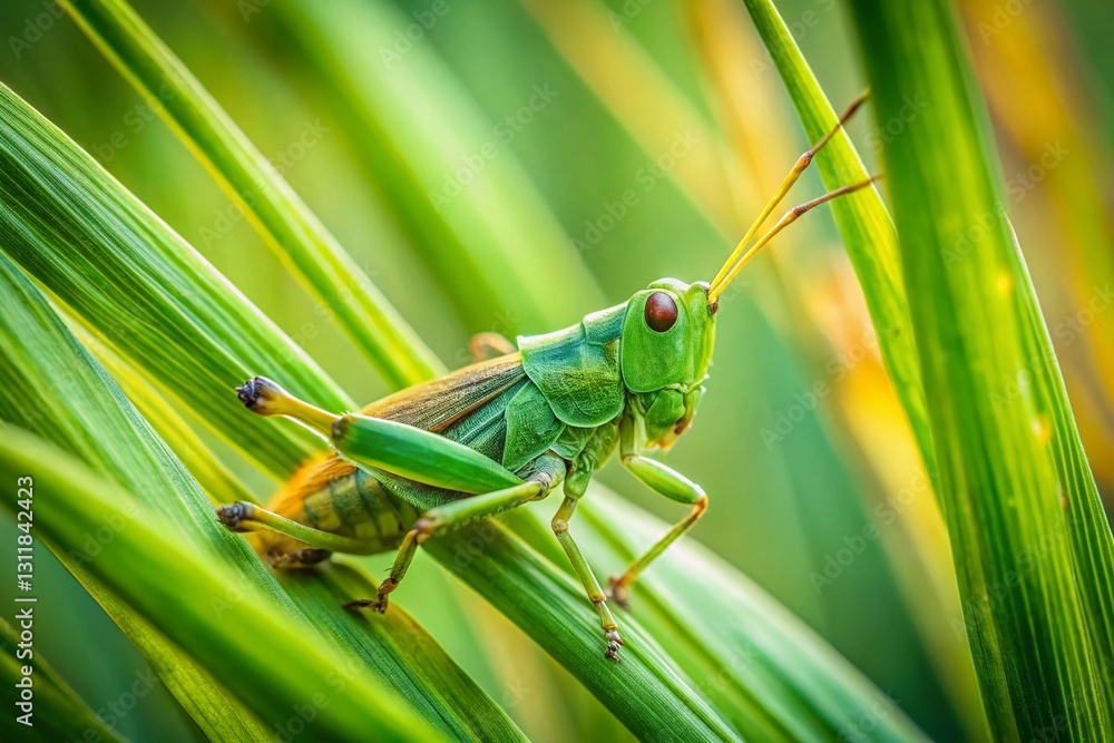 Windy Field Grasshopper Hiding - Nature Stock Photo Windy Field Grasshopper Hiding - Nature Stock Photo