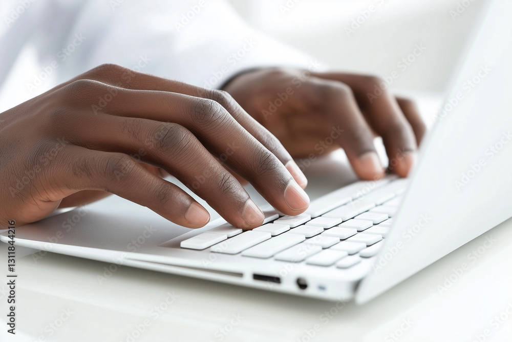 Close-up of a man's hands using a computer keyboard in the office. Close-up of a man's hands using a computer keyboard in the office.