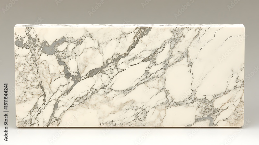 Fototapeta premium A matte white marble slab with soft gray veins for a modern look.