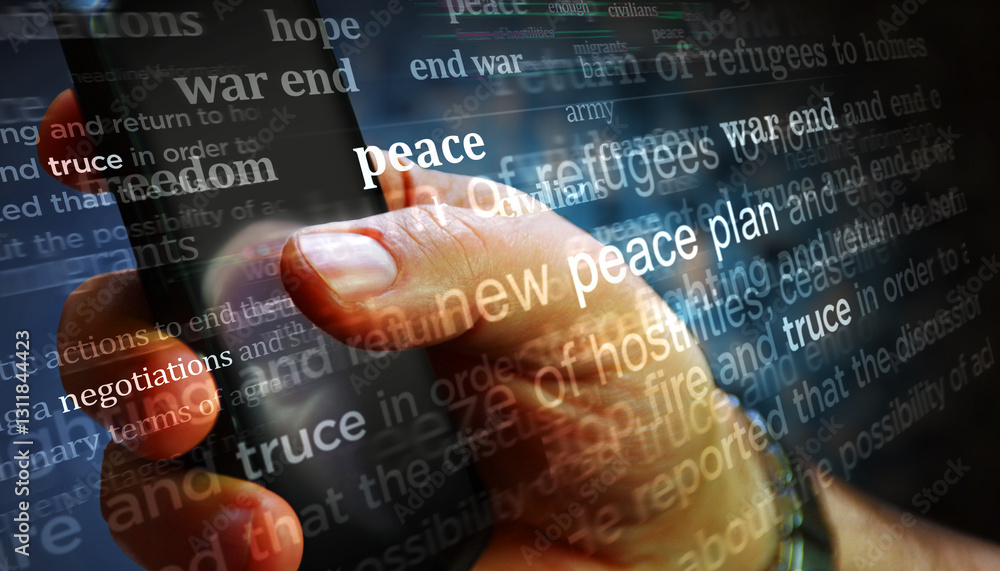 Peace plan and war end news titles illustration