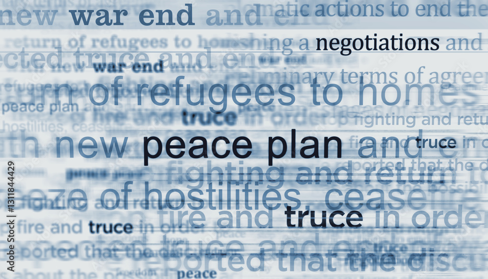 Peace plan and war end news titles illustration