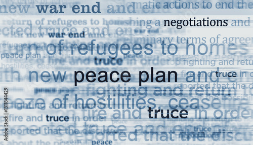 Obraz na płótnie Peace plan and war end news titles illustration w salonie