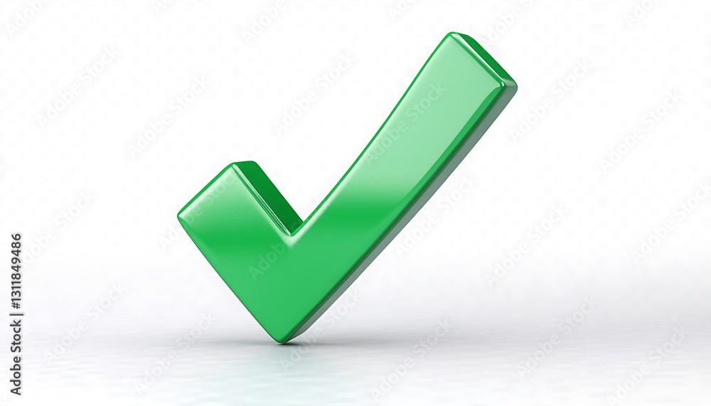 3D green checkmark on white background. 3D green checkmark on white background.