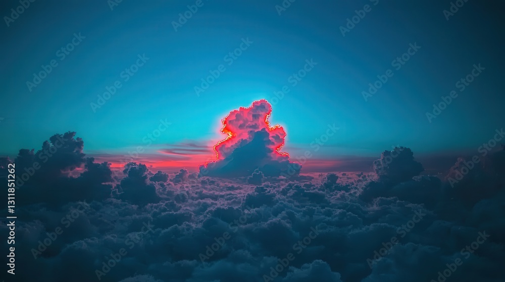 Vibrant sunset over a sea of clouds. Vibrant sunset over a sea of clouds.