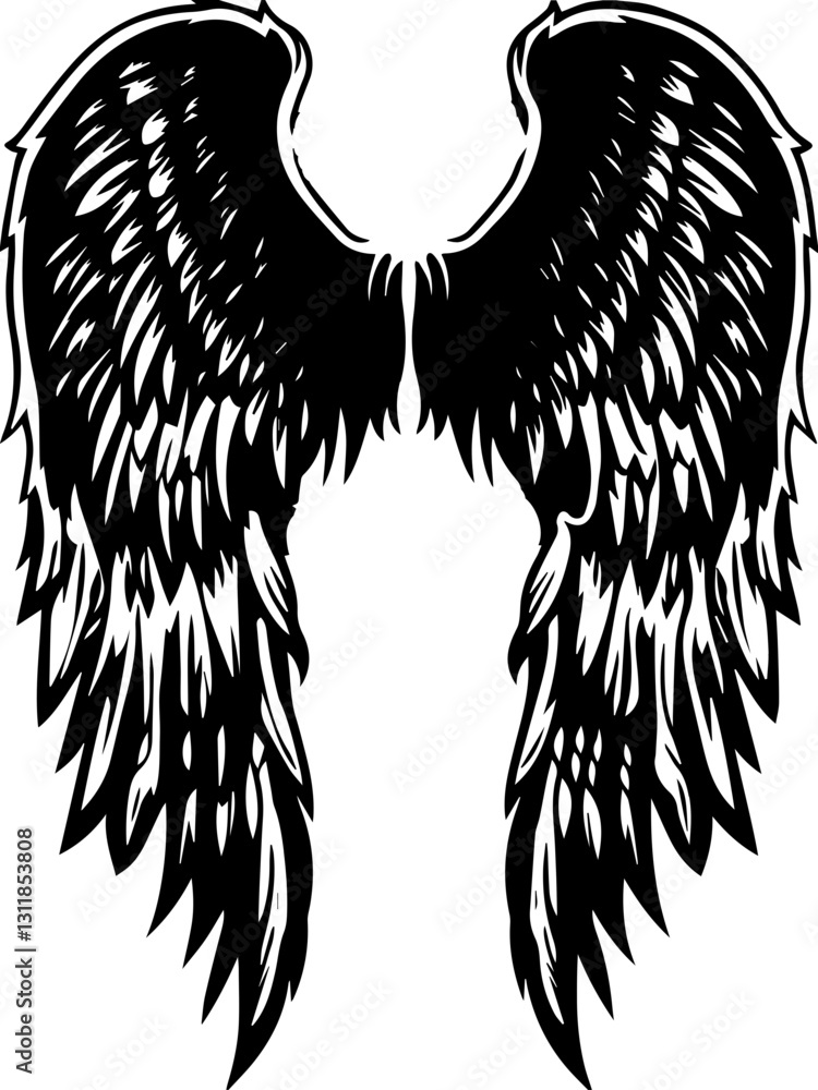 Obraz premium SVG vector features classic demons and eldritch entities. Elegant Black Wings Illustration for Artistic Use