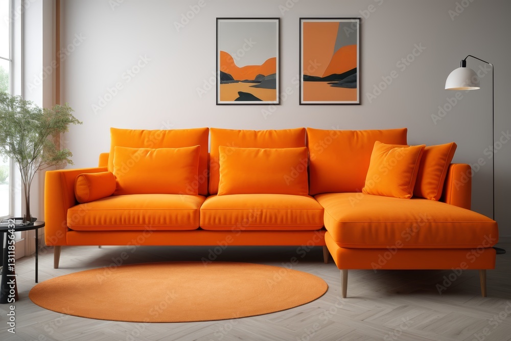 custom made wallpaper toronto digitalarafed orange couch in a living room with a round rug
