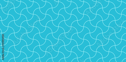 Seamless wave pattern with thin lines. Blue geometric background.