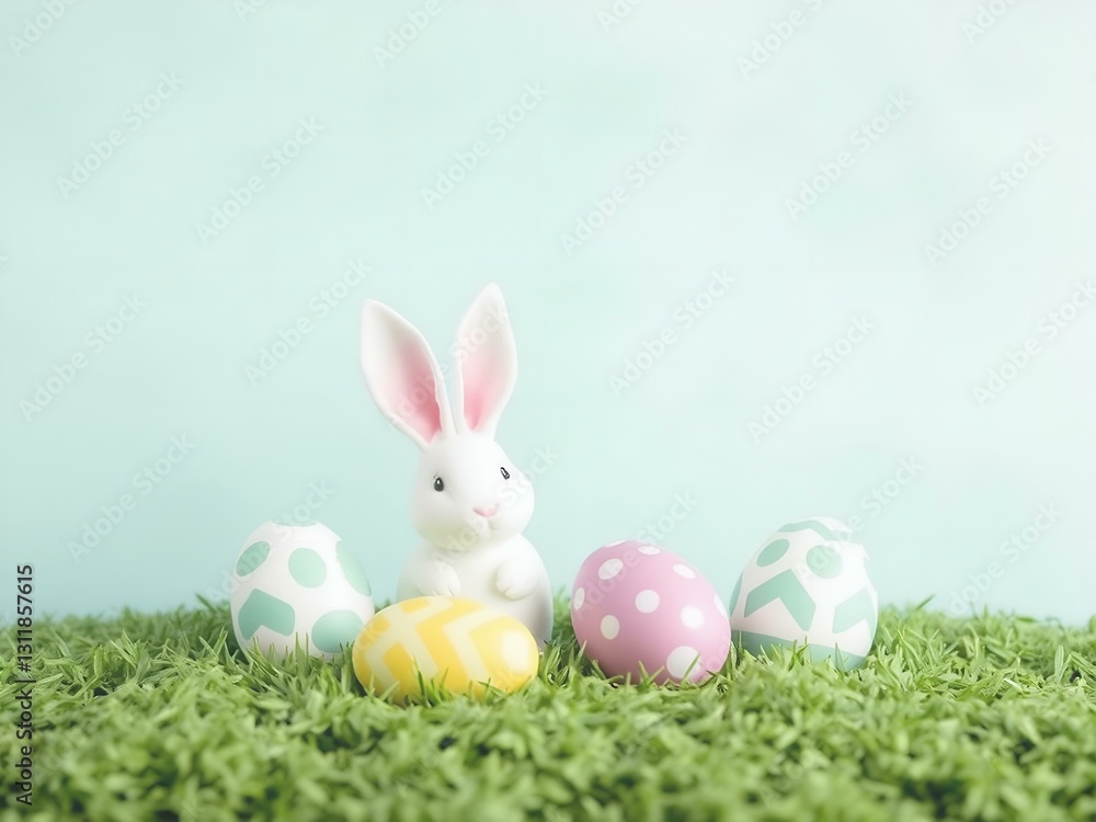 Obraz premium easter bunny and easter eggs