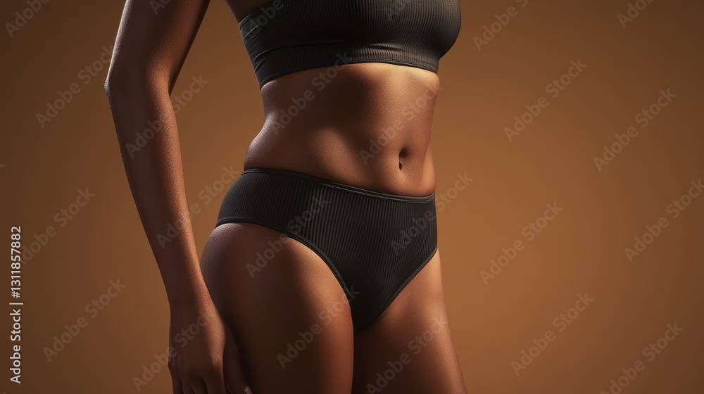 Fototapeta premium The comfortable shapewear conveys a relaxed and comfortable feeling. The overall picture makes people feel comfortable and confident, as if wearing it can instantly relax the body and mind.