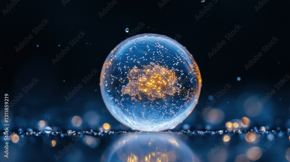 Naklejka premium Crystal sphere, glowing inner, dark backdrop
