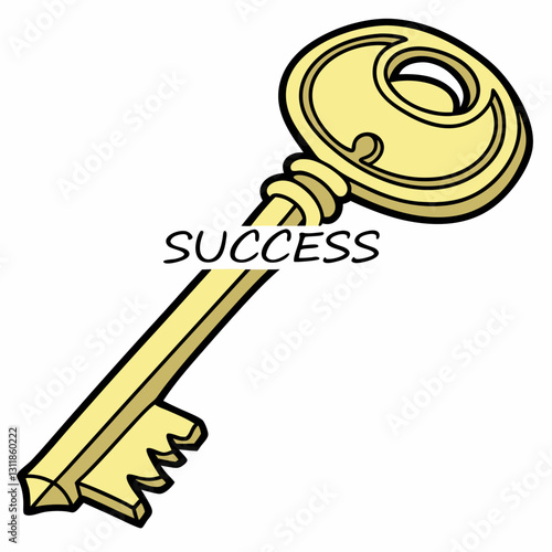 Key to success illustration of a golden key