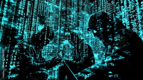 Military cyber warfare, digital attack, binary code, covert operation