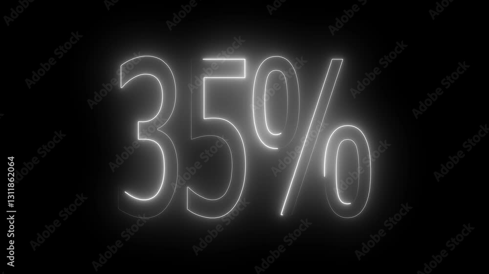 35% text animation by white color neon on black background. 35% text animation by white color neon on black background.
