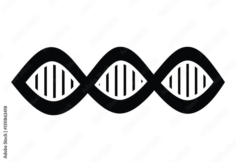 DNA Chain silhouette vector illustration on white background DNA Chain silhouette vector illustration on white background