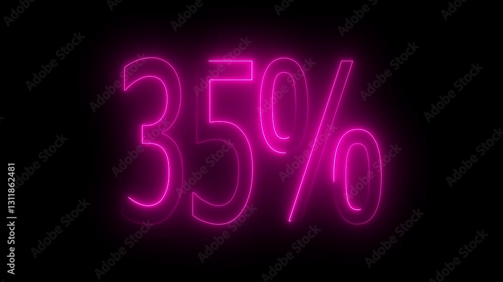 35% text animation by pink color neon on black background. 35% text animation by pink color neon on black background.