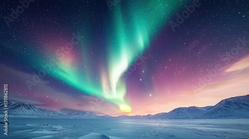 Wallpaper Mural Aurora borealis northern lights concept. Stunning aurora borealis lighting up the snowy landscape under a starry night sky. Torontodigital.ca