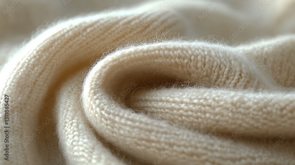 Close-up of creamy beige cashmere knit fabric texture. Close-up of creamy beige cashmere knit fabric texture.
