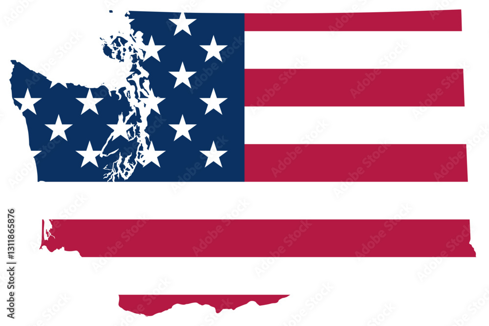 Washington state outline with USA flag Washington state outline with USA flag