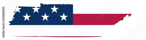 Tennessee state outline with USA flag