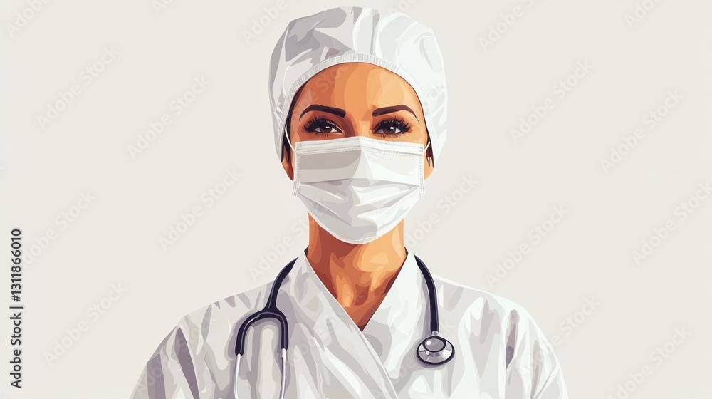 Female doctor in protective attire, professional healthcare image Female doctor in protective attire, professional healthcare image