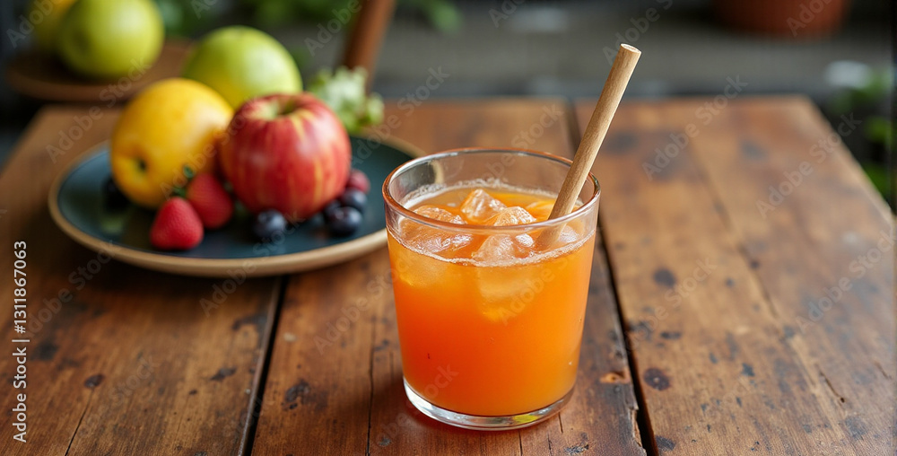Fototapeta premium Refreshing Fruit Juice with Fresh Fruits