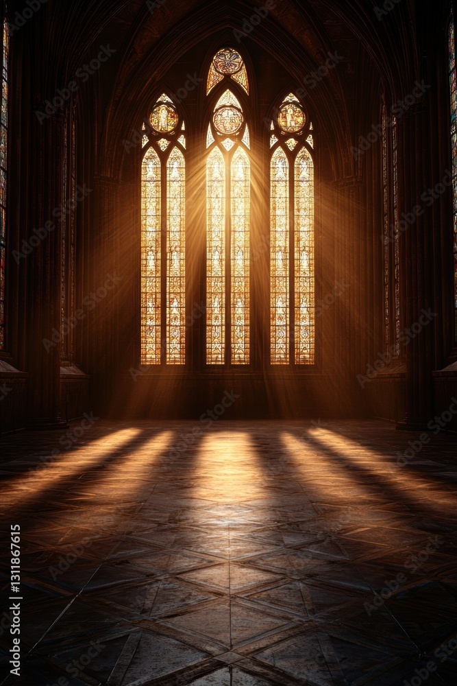church scene with sunlight beams and intricate stained glass windows, peaceful atmosphere. church scene with sunlight beams and intricate stained glass windows, peaceful atmosphere.
