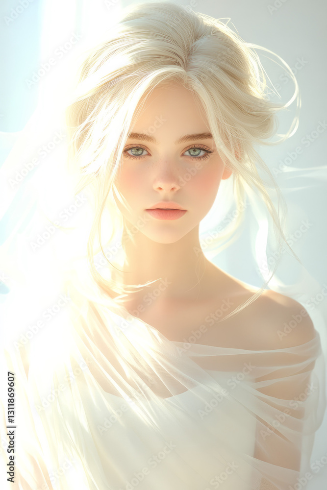 An ethereal digital rendering of a confident muse, with delicate pastel tones and fluid, graceful An ethereal digital rendering of a confident muse, with delicate pastel tones and fluid, graceful