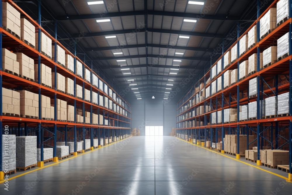 arafed warehouse with shelves and pallets with boxes on them arafed warehouse with shelves and pallets with boxes on them