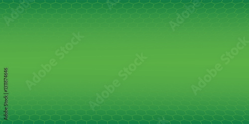 Dark green horizontal hexagonal technology abstract vector background. Green bright energy flashes under hexagon in futuristic modern technology wide banner.