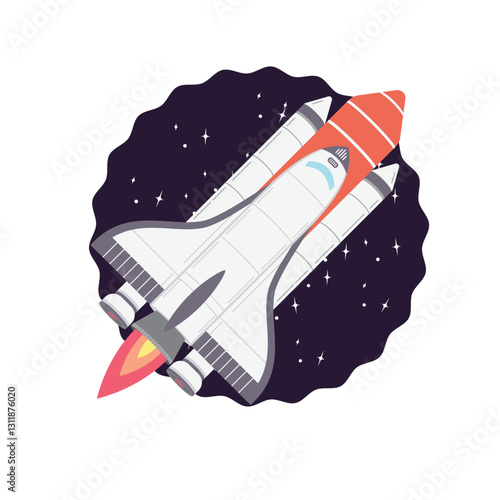 Rocket Space Shuttle with Galactic Background