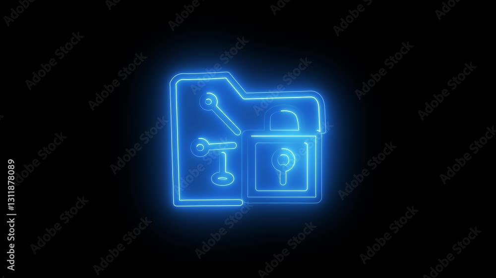 Glowing neon Cloud encryption icon isolated on black background. HD Video motion graphic animation.neon cloud security folder, file, security, lock. Glowing neon Cloud encryption icon isolated on black background. HD Video motion graphic animation.neon cloud security folder, file, security, lock.
