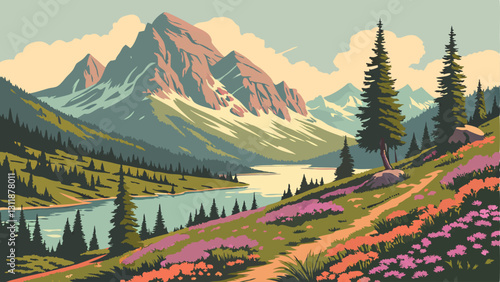 mountain landscape with forest