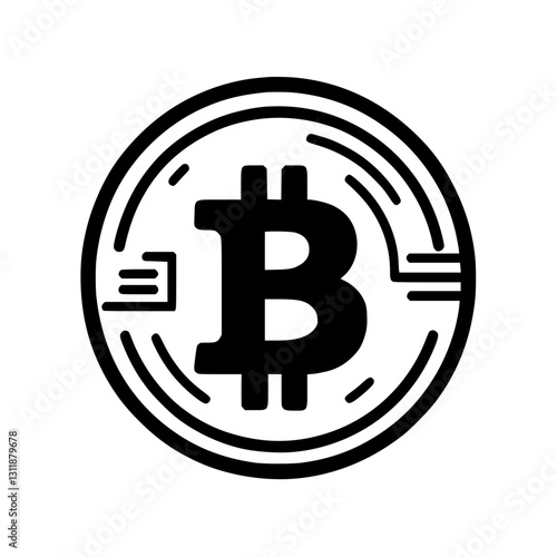 Bitcoin symbol with a futuristic blockchain design, cryptocurrency finance concept