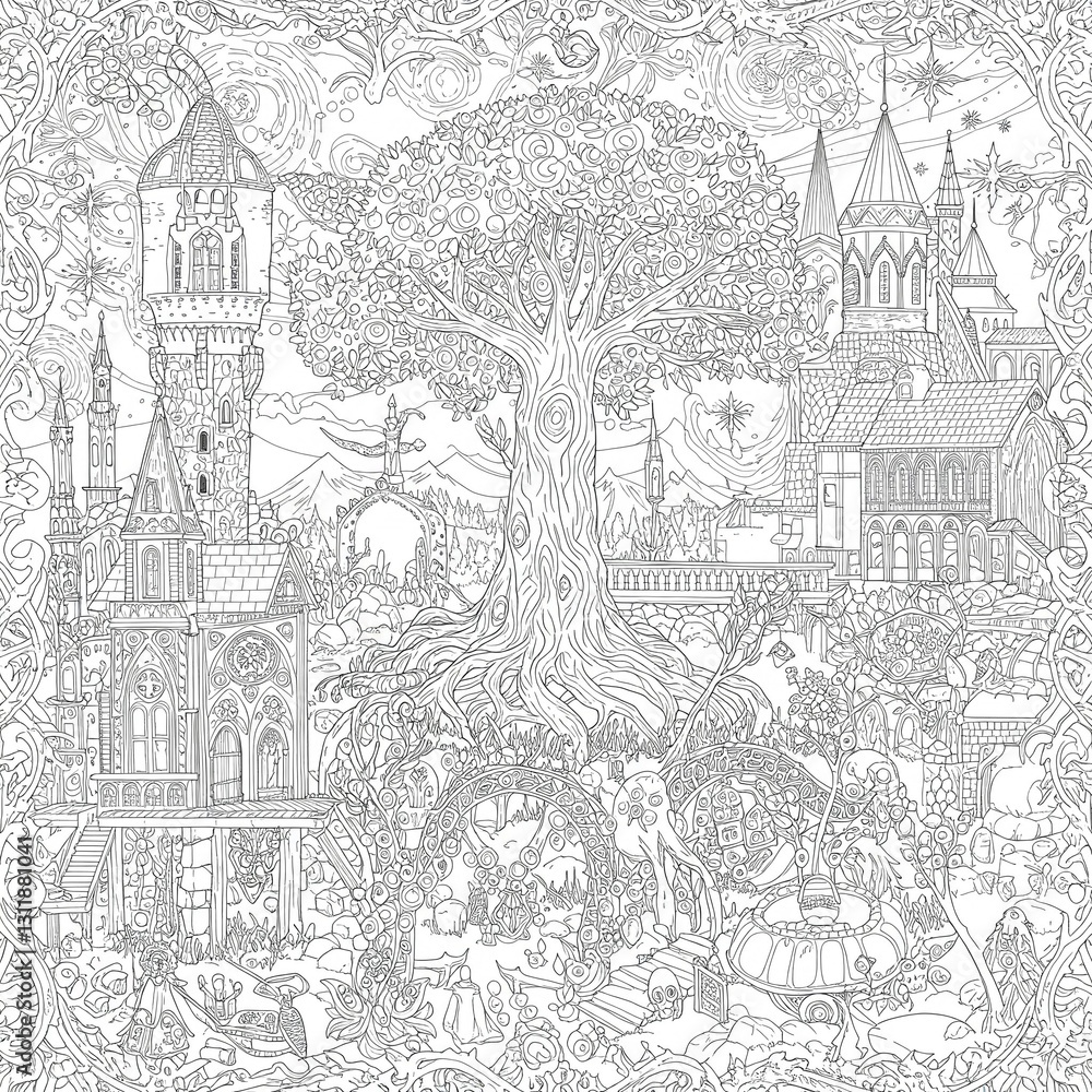 Obraz premium The act of coloring can be a meditative and therapeutic experience, allowing you to focus on the present moment and escape the stresses of daily life. As you bring the intricate illustrations to life